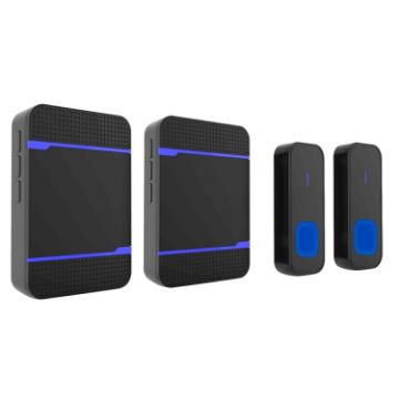 Waterproof Wireless Doorbell Set - 2 Receivers & Transmitters - US Plug - 1