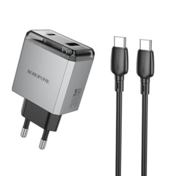 BOROFONE BN20 PD35W USB Type-C Charger with 1m Type-C to Type-C Cable EU Plug - 1