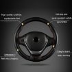 38cm Wine Red Cowhide Steering Wheel Cover - Four-Season Embossed Hand-Sewn - 3