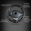 Cowhide Hand-Stitched Steering Wheel Cover - Black Orange Line - 3