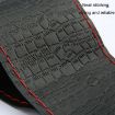 38cm Embossed Cowhide Steering Wheel Cover - Wine Red - 5