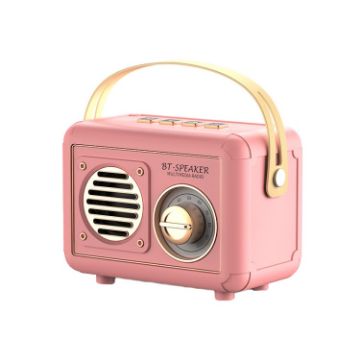 Mini Retro Card USB Flash Drive FM Radio Bluetooth Speaker (Pink) - 1