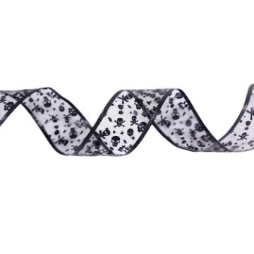 Halloween Decoration DIY Bow Ribbon - Black Skeleton - 2m - 1