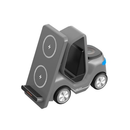 T20S 3-In-1 15W Small Forklift-Shaped Wireless Charger (Gray) - 1