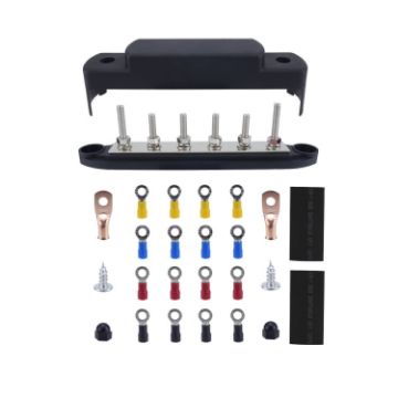 M6 RV Yacht High Current 6-column 250A Base Busbar Black - 1