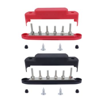 M6 RV Yacht High Current 6-column 250A Base Busbar Red Black - 1