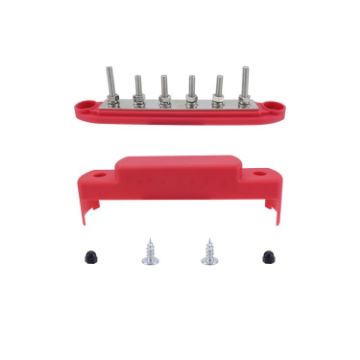 M6 RV Yacht High Current 6-column 250A Base Busbar - Red - 1