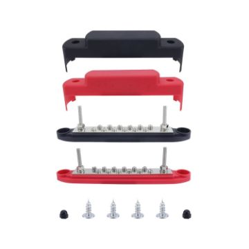 M6 2-Post 12-Way RV Yacht Terminal Nylon Flame Retardant Busbar - 1