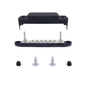 M6 2-Post 12-Way RV Yacht Terminal Nylon Busbar - Black - 1