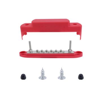M6 2-Post 12-Way RV Yacht Terminal Nylon Flame Retardant Busbar - Red - 1