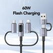 USAMS 60W 6 in 1 Fast Charging Cable, 1.2m Length - Titanium Gray - 2