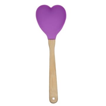 High Temp Nonstick Heart Silicone Spatula Spoon - Purple - 1