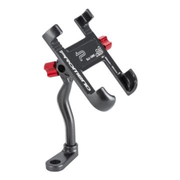 PROMEND Aluminum Cell Phone Holder for Motorcycle, Adjustable Angle, Titanium Color - 1
