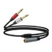 1m TRS Stereo Female to 2 x TS Male Audio Adapter Cable - 1