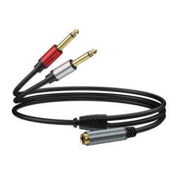 1m TRS Stereo Female to 2 x TS Male Audio Adapter Cable - 1