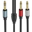 3m Gold Plated 6.35mm Male Dual Sound TRS Stereo to 2 x 6.35mm Male TS Mono Y Splitter Adapter Audio Cable - 3