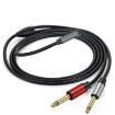 Gold Plated 3.5mm TRS Female to 2 x 6.35mm TS Male Y Splitter Adapter Cable - 1