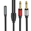 3m Gold Plated 3.5mm TRS Female to 2 x 6.35mm TS Male Y Splitter Adapter Cable - 2