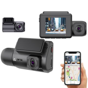 3 Channel Car Recorder 4K UHD Front+1080P Inside+2K Rear Dash Cam - 1