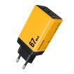 WK WP-U157 67W USB-C/Type-Cx2 Fast Charger EU Plug Yellow - 1