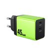 WK WP-U33 45W USB-C/Type-Cx2 GaN Fast Charger EU Plug Green - 1