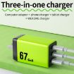 WK WP-U157 67W USB-C/Type-Cx2 Fast Charger - UK Plug Yellow - 7
