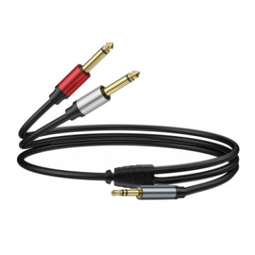 Gold Plated 3.5mm TRS to Dual 6.35mm TS Y Splitter Audio Cable - 1