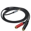 Gold Plated 3.5mm TRS Male to 2 x 6.35mm Female Y Splitter Adapter Cable - 1