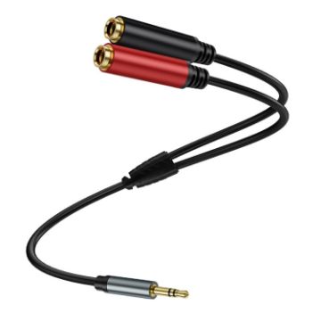 Gold Plated 3.5mm TRS Male to 2 x 6.35mm Female Y Splitter Adapter Cable - 1