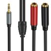 Gold Plated 3.5mm TRS Male to 2 x 6.35mm Female Y Splitter Adapter Cable - 2