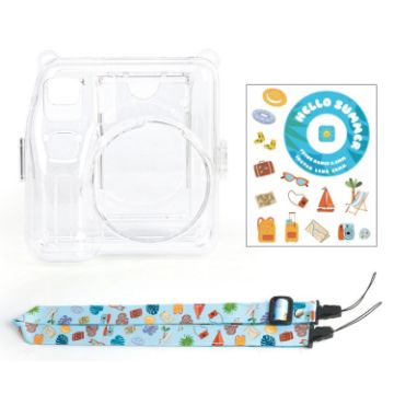 Fujifilm Instax Mini SE Photo Bag Crystal Case with Shoulder Strap - Blue Beach Travel - 1