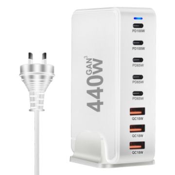 440W GaN USB Power Adapter Travel Charger with 3 x USB, 5 x PD Port - 1