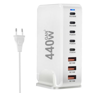 440W GaN USB Power Adapter Travel Charger with 3 x USB, 5 x PD Port - 1