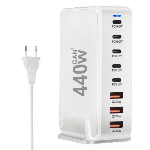 440W GaN USB Power Adapter Travel Charger with 3 x USB, 5 x PD Port - 1