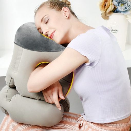 Portable Inflatable Lumbar Support Pillow for Airplane Sleeping - 1
