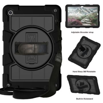 Samsung Galaxy Tab A9+ Silicone Hybrid PC Shockproof Tablet Case with Shoulder Strap - 1