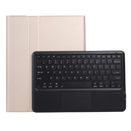 Bluetooth Keyboard Leather Tablet Case for Samsung Galaxy Tab S8+/S7 FE - Gold - 1