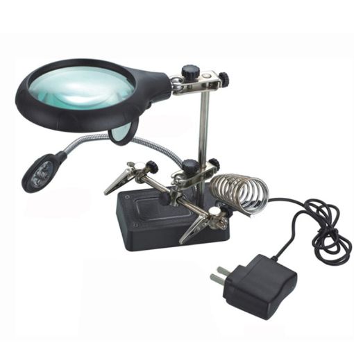 5 LED Auxiliary Clip Magnifier with Soldering Stand & Two Magnifier - 1