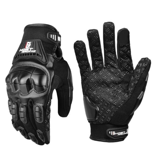 GHOST RACING Motorcycle Riding Gloves, Size L - Black - 1