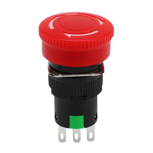 LA16 16mm Emergency Stop Switch Mushroom Type Self-Locking Pushbutton - 1