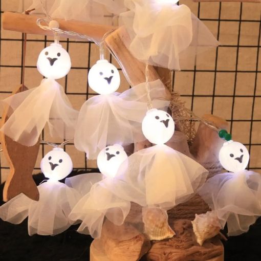 Halloween Fabric Ghost String Lights LED - 1.5m 10 Lights White - 1