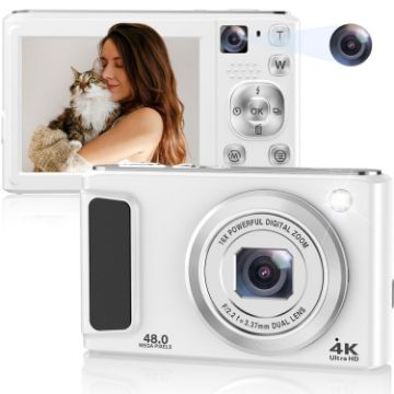 DC308 4K HD Dual-Camera Digital Camera - White - 1