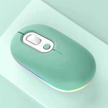 Rechargeable Silent Wireless Mouse, 2.4G+Bluetooth Green - 1