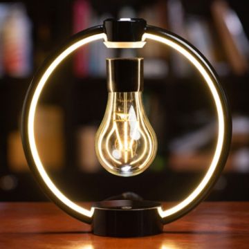Magnetic Levitation Light Bulb Table Lamp - US Plug (Black) - 1