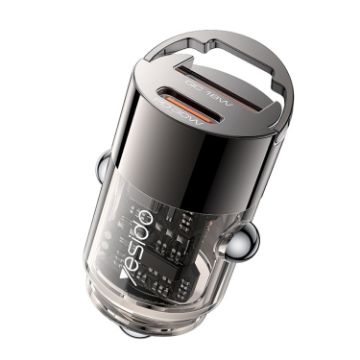 Yesido Y68 PD30W Type-C + QC18W USB Car Charger - Metal Grey - 1