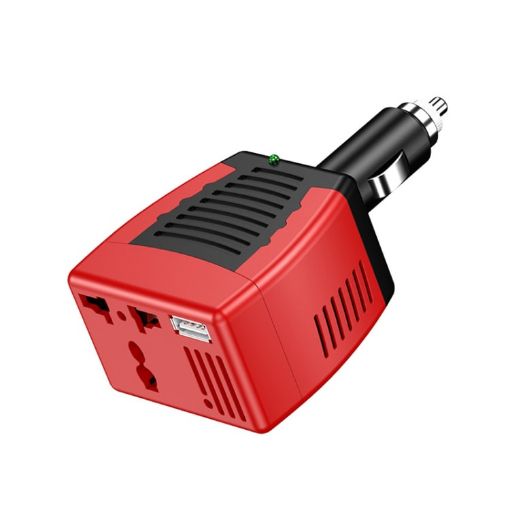 75W Car Inverter Voltage Conversion USB Port Charger, Red - 1