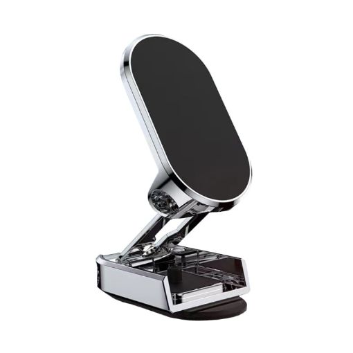 D11 Magnetic Car Phone Holder Dashboard Stand - Silver Glossy - 1