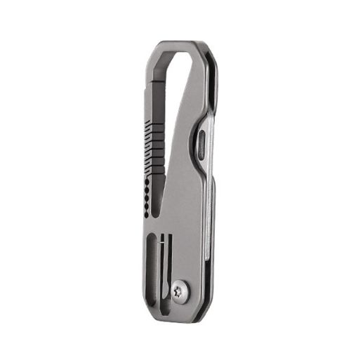 Titanium Keychain Folding Knife with Steel Ring - 1