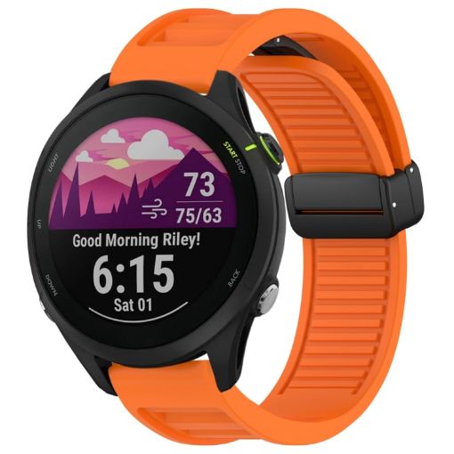 Garmin Forerunner 255 Music 22mm Orange Silicone Watch Band - 1