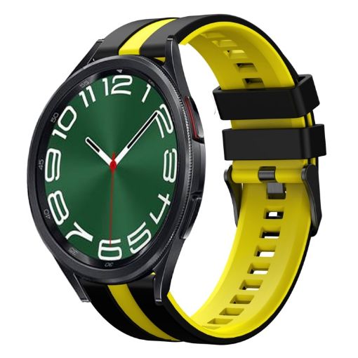 Samsung Galaxy Watch 6 Classic 47mm 20mm Silicone Watch Band Black Yellow - 1